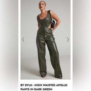 BY DYLN - HIGH WAISTED APOLLO PANTS IN DARK GREEN